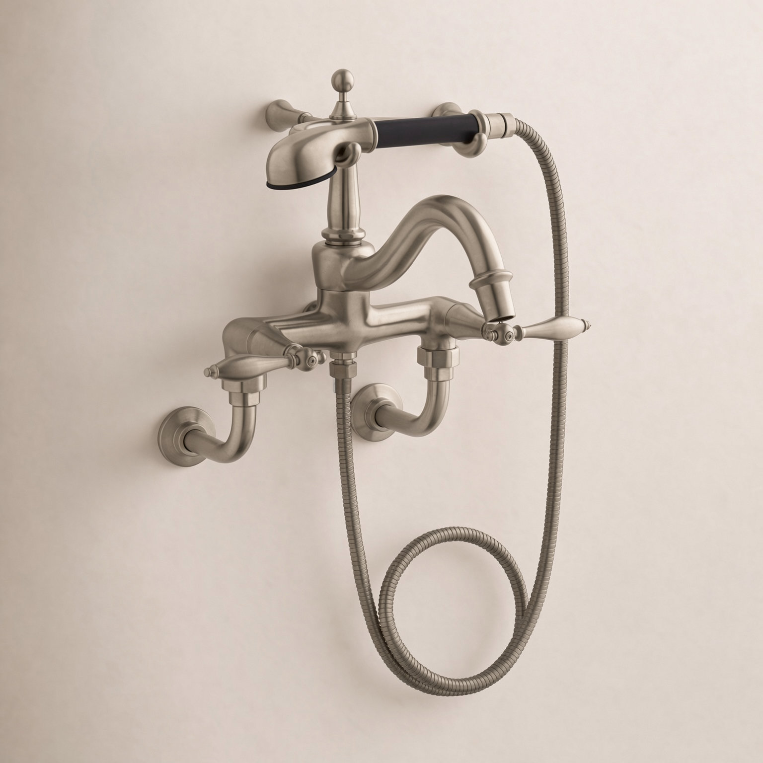 Finial Wall-Mounted Clawfoot Tub Faucet, Vibrant Brushed Bronze