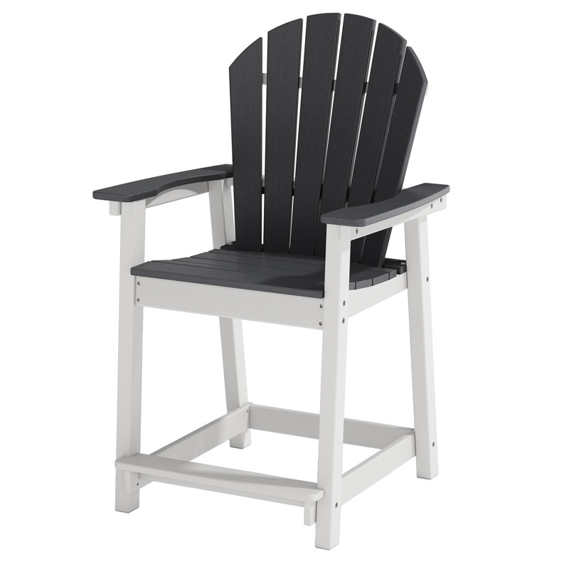 HDPE Tall Adirondack Bar Chair (Set of 2) – Outdoor High-Top, Gray/White