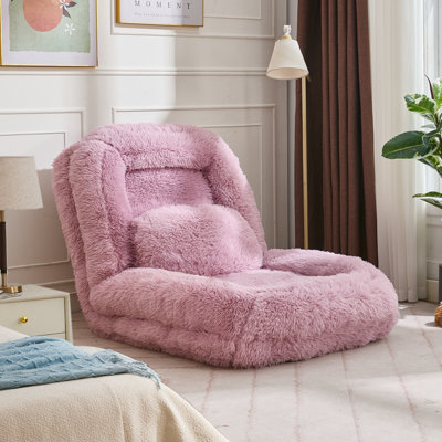 Human Dog Bed,Lazy Sofa,5-Position Adjustable Convertible,Floor Gaming Chair,Bedroom, Living Room,Suitable For Gaming, Meditation,Relaxation,Plush Fabric,Pink