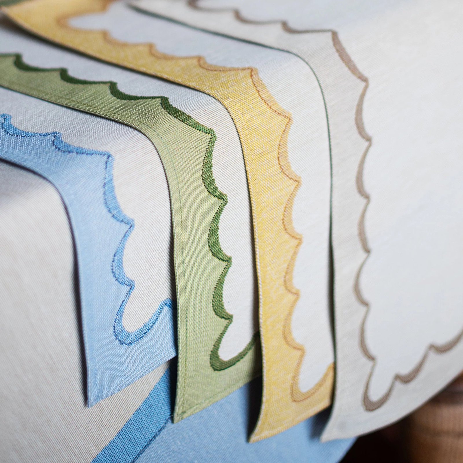 Tavola Scalloped Placemats - Set Of 4, Beige/Natural