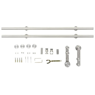 Sliding Door Hardware Kit 72" Stainless Steel Silver