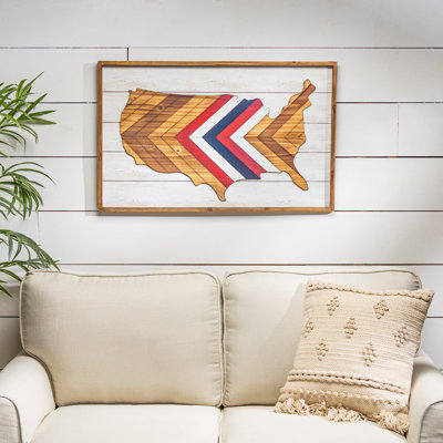 31.88-inch Length America Map Wall Décor