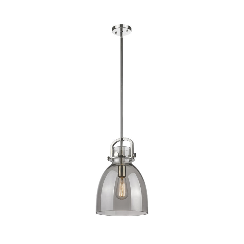 Luminaire suspendu 1 lumière Badillo, Plaqué couleur fumée, Nickel poli, H 14,75 po x l 10 po x P 10 po
