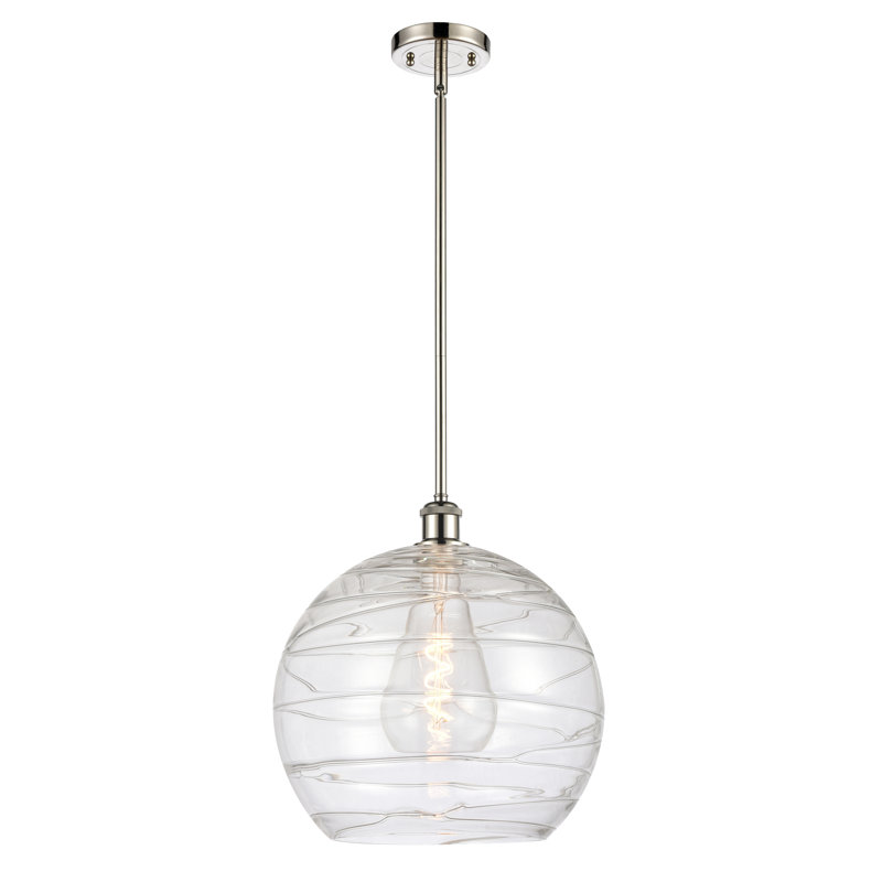 Luminaire suspendu sphérique 1 lumière Cindi, Oui, Nickel poli, Transparent