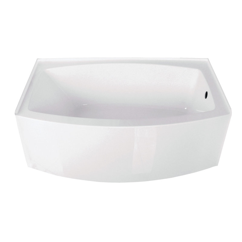 Kingston Brass Aqua Eden 60-Inch Acrylic Rectangular 3-Wall Alcove Tub, Drain Hole, Right