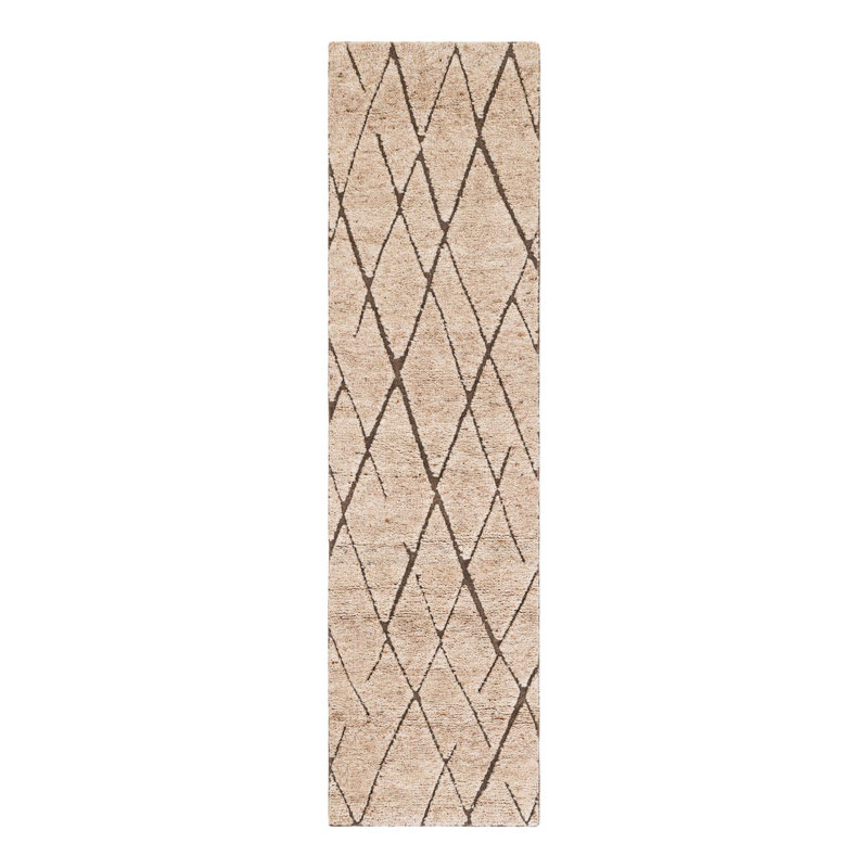 Tureka Hand Knotted Wool Geometric Area Rug, Runner 2' x 8'