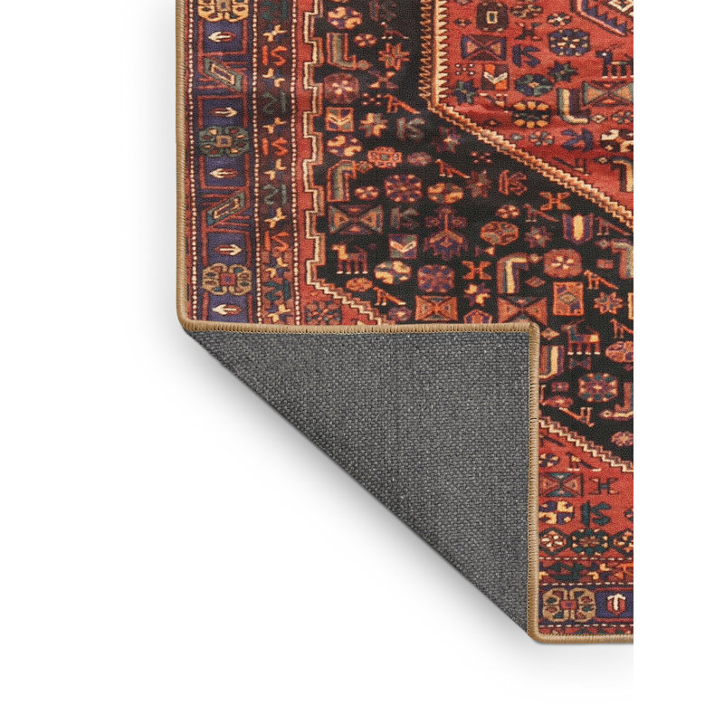 Tapis rouge/vert traditionnel, Rectangle 7 pi x 9 pi