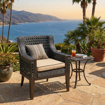 Crone Premium All-Weather Wicker Outdoor Dining Armchair with Sunbrella® Cushion