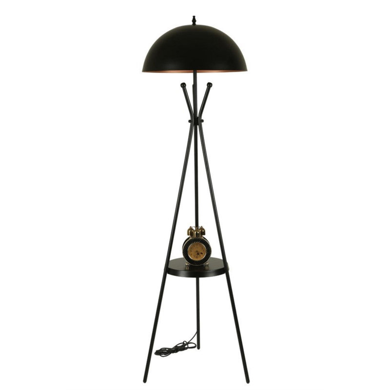 Élégante lampe sur pied noire avec corps en métal Luro, hauteur de 64,9 pouces | Douille E27, 60 W maximum | Peinture électrostatique durable séchée au four, base de 19,7 pouces de diamètre | Parfait pour le salon, la chambre à coucher ou le bureau