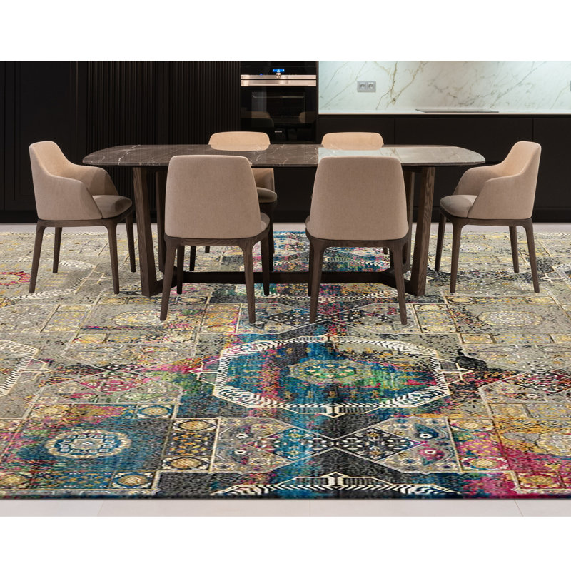 Geometric Area Rug in Brown, Rectangle 12' x 15'