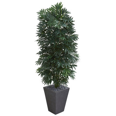 Bamboo Palm Artificial Plant in Slate Planter