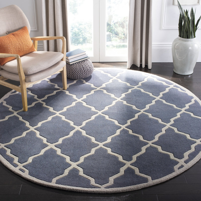 Carolene Hand Tufted Wool Geometric Rug, Round 7'