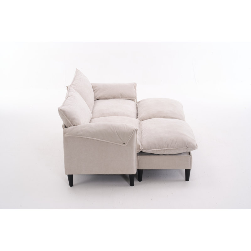 Canapé convertible avec repose-pieds et rangement Jabari, Beige