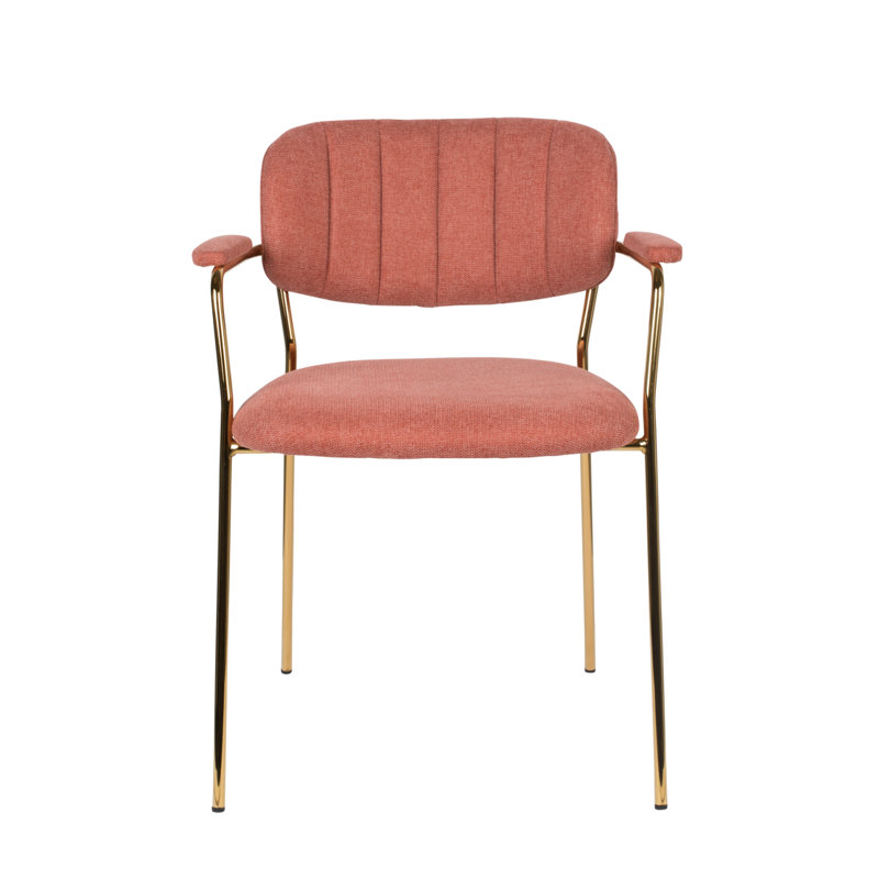 Jolien Upholstered Arm Chair, Pink, Gold