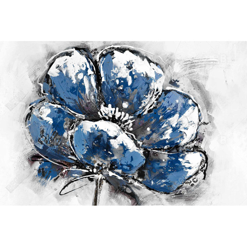 Small Flower - Contemporary Classic Blue Canvas Home Decor