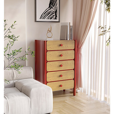 Vintage Wabi-Sabi Accent Cabinet Solid Wood 5 -Drawer Accent Chest