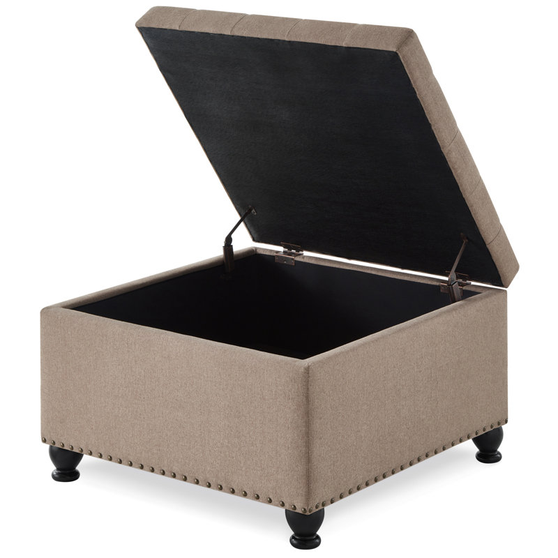 Banc de rangement rembourré Burnie, Lin