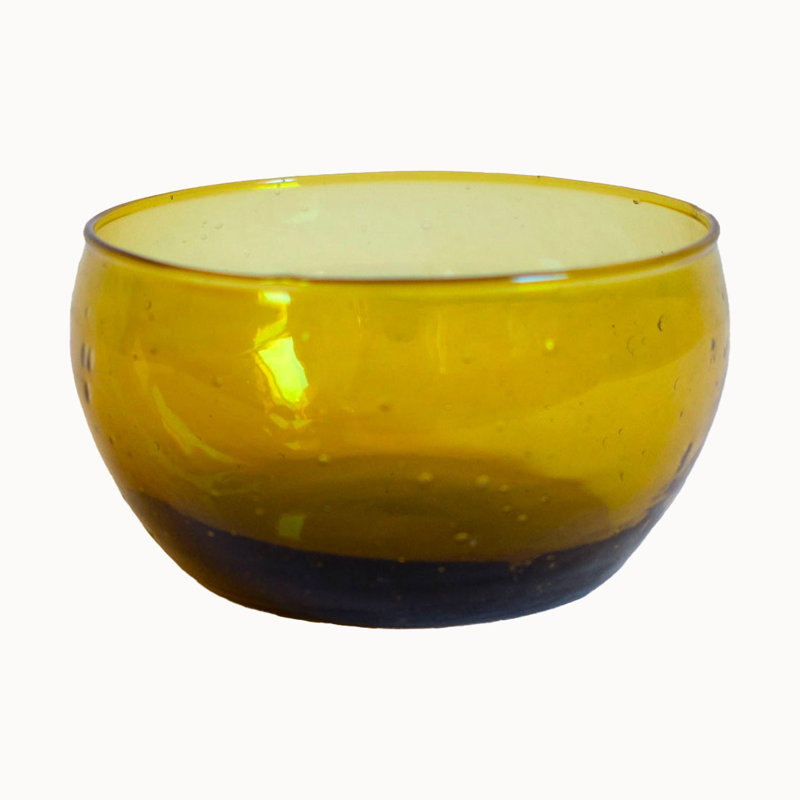 Ochre Handblown Glass Low Bowl