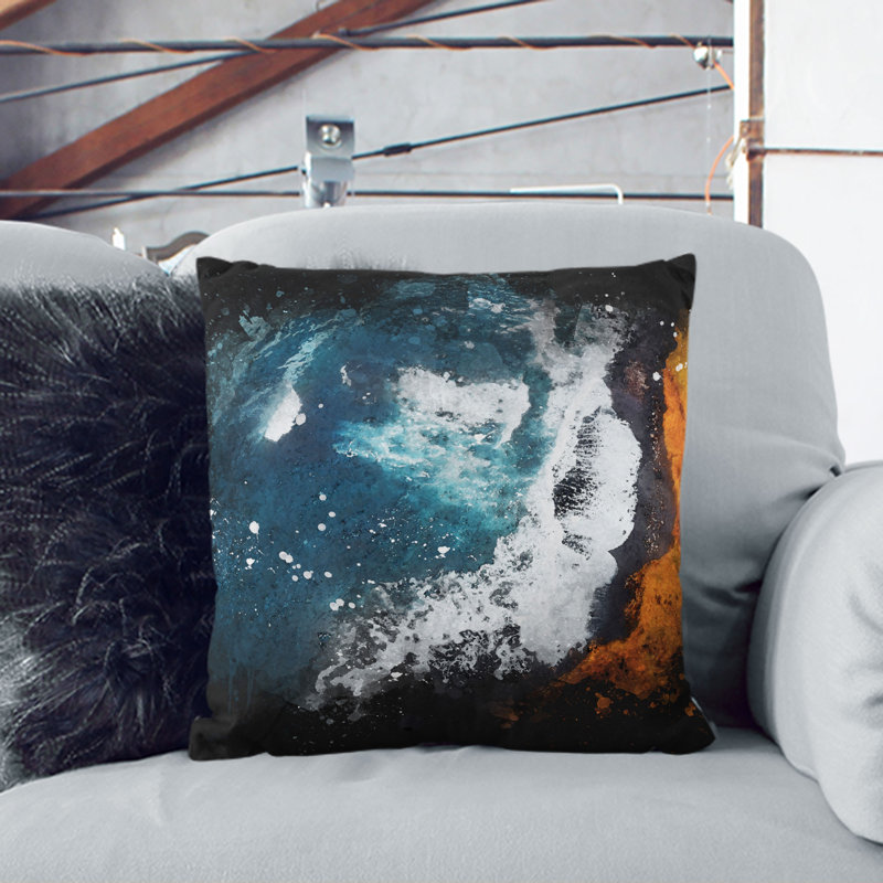 Snaefellsnes Coast in Iceland Paint Splash Cushion with Filling, Stone, 55cm H x 55cm W x 20cm D
