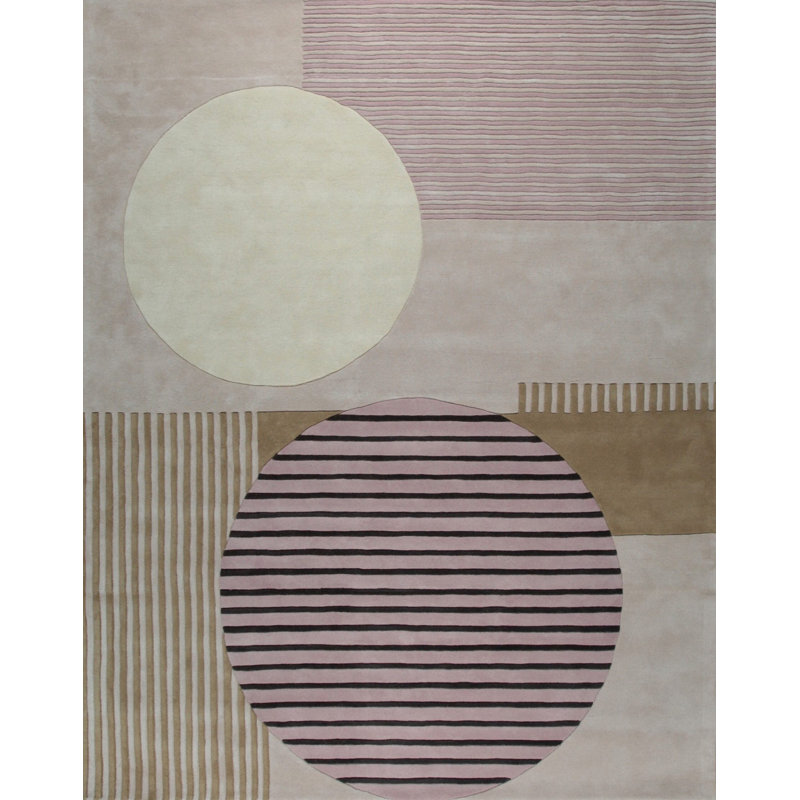 Hand Tufted Wool Geometric Area Rug in Gray, 6' x 9'