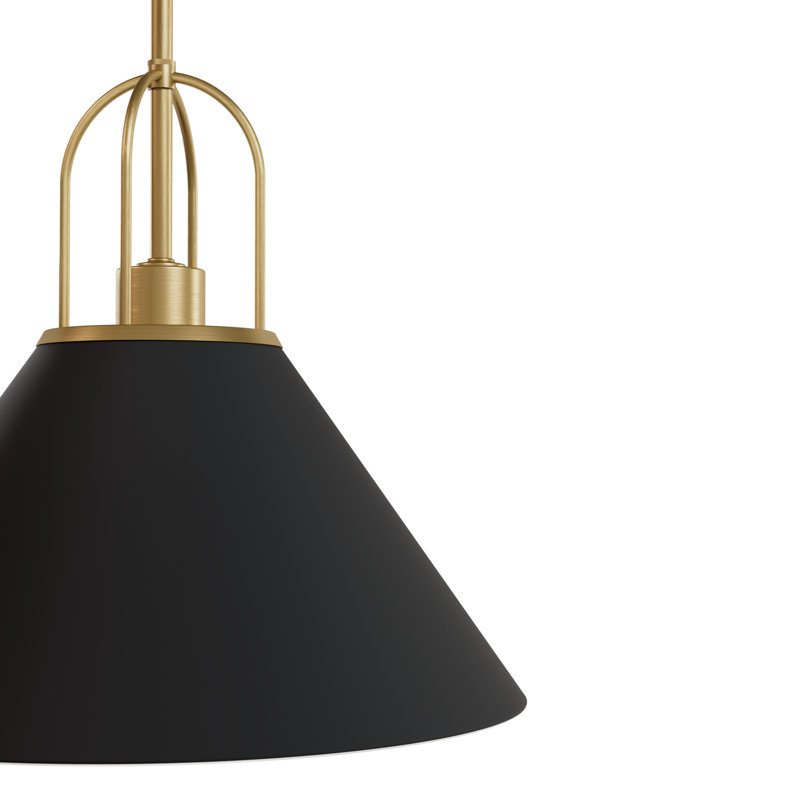 Jasmine Roth 1 - Light Flat Matte Black Cone Pendant, 14.25" H x 16.25" W x 16.25" D