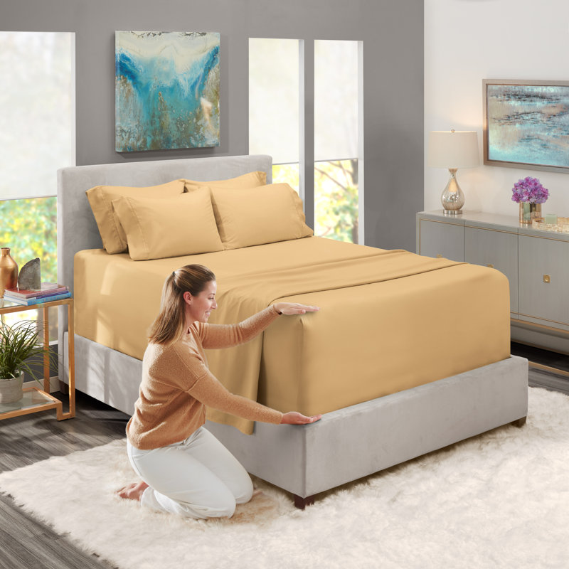 Microfiber Sheet Set, Camel, Full Fitted Sheet