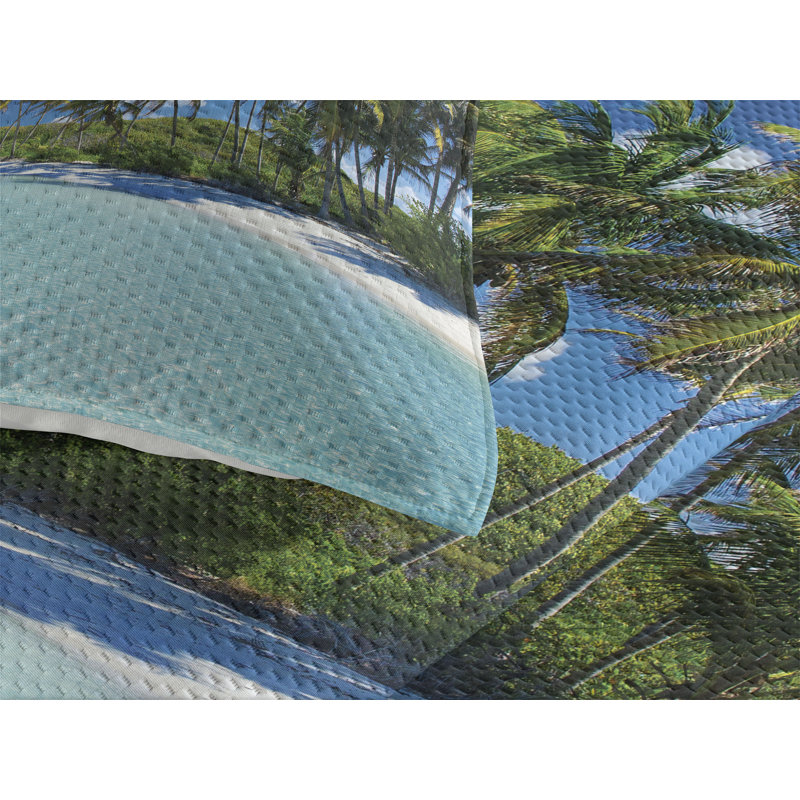 Hypnotic Coastal Polyester Coverlet, King Bedspread + 2 Shams