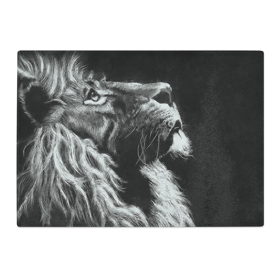 Tempered Glass Majestic Lion Illustration Chopping Board