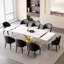 Ponciano 9 - Piece 94.48'' Rectangular Extendable Sintered Stone Dining Table with 8 Leather Chairs Dining Set-96843307-96843301