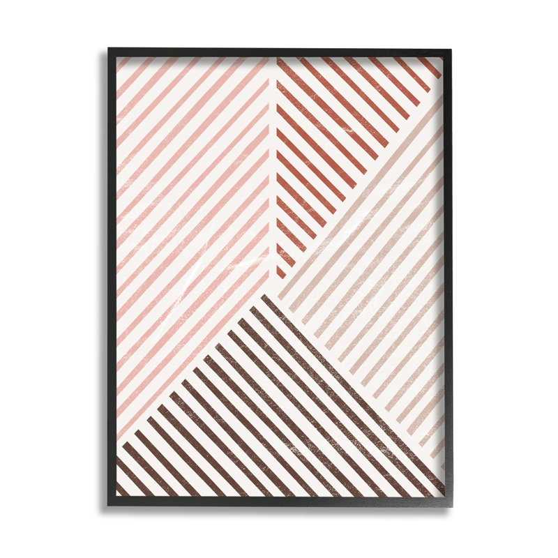 «Neutral Tones Asymmetric Stripes» par JJ Design House LLC - cadre flottant, impression sur bois, Giclée encadrée noir minuit