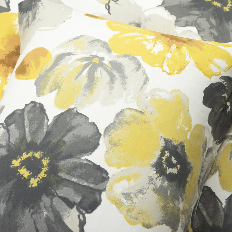 Yellow Standard Cotton Reversible 3 Piece Quilt Set, King Duvet Cover + 2 Shams