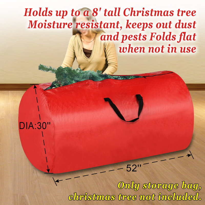 Sac de rangement pour arbre de noël clean up, H 30 po x l 52 po x P 30 po, Rouge