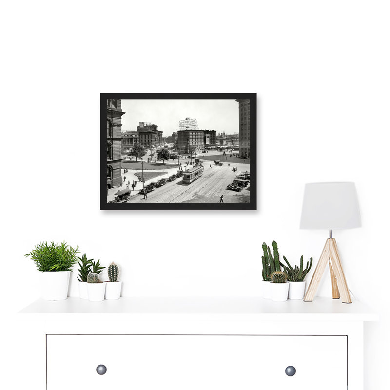 Vintage Detroit America Michigan Broadway Street USA 1 Piece Single Picture Frame Wall Art