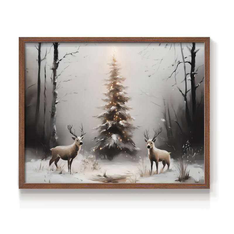 Art de Noël - DCCCLI - Reproduction encadrée - Restickable, Noyer, H 11 po x l 14 po