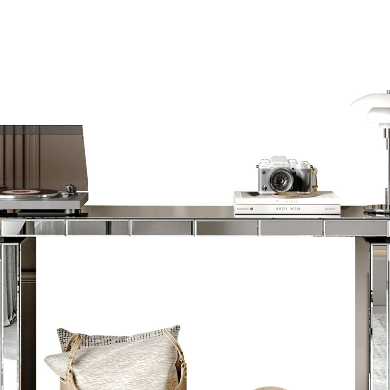 Console miroir pleine longueur avec verre trempé cannelé, table d'entrée avec miroir