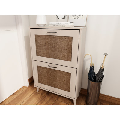 Entryway 2 Shoe Rack - Stable And Spacious Storage, Holds 12 Pairs, Quick Easy Access, Antique Grey Engineered Wood, 36.16 In Height Organizer For Max