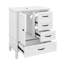 Meuble-lavabo de 30 po avec lavabo, armoire de salle de bain avec porte et trois tiroirs, pieds en bois massif et panneau de fibres à densité moyenne, patins réglables-598965989