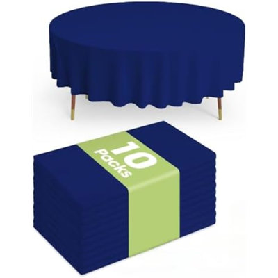 Plastic Table Cloth Disposable 84 Inch Round 10 Pack, Navy Blue
