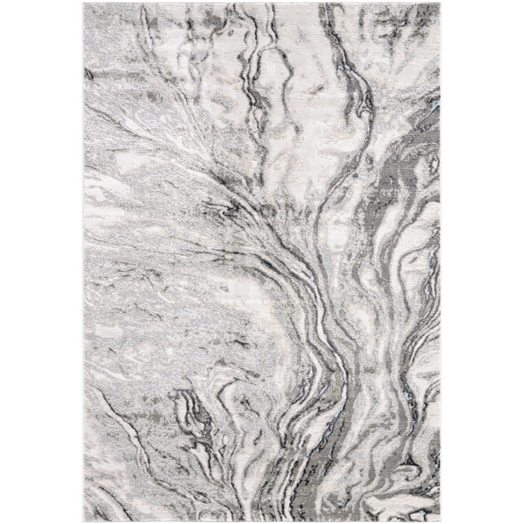 Rectangle Lorea Abstract Machine Woven Polyester/Polypropylene Plastic Area Rug in Gray/Cream
