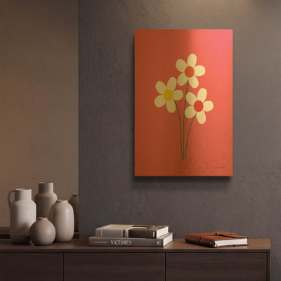 «Daisies I» par Ann Kelle, art mural en métal doré, 12 po x 16 po