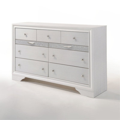Glam Dresser, Sparkle Accent Storage Dresser With Dual-Handle Design