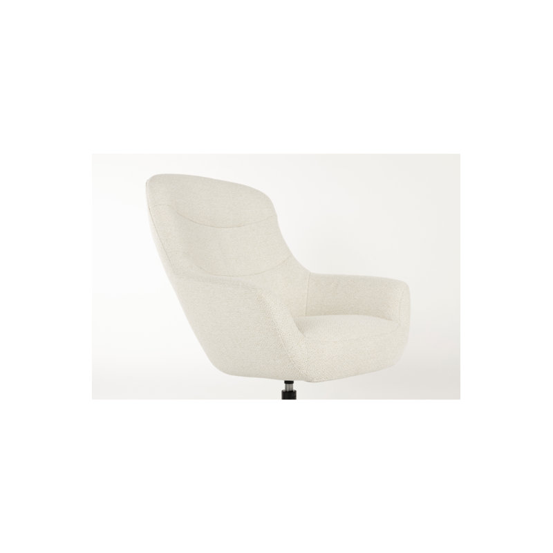 Yuki Swivel Lounge Chair, White Polyester