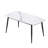 62.99 Inch White Curved Edge Artificial Stone Dining Table, Black Metal Leg Household Dinner Table For 6 People-1564992667