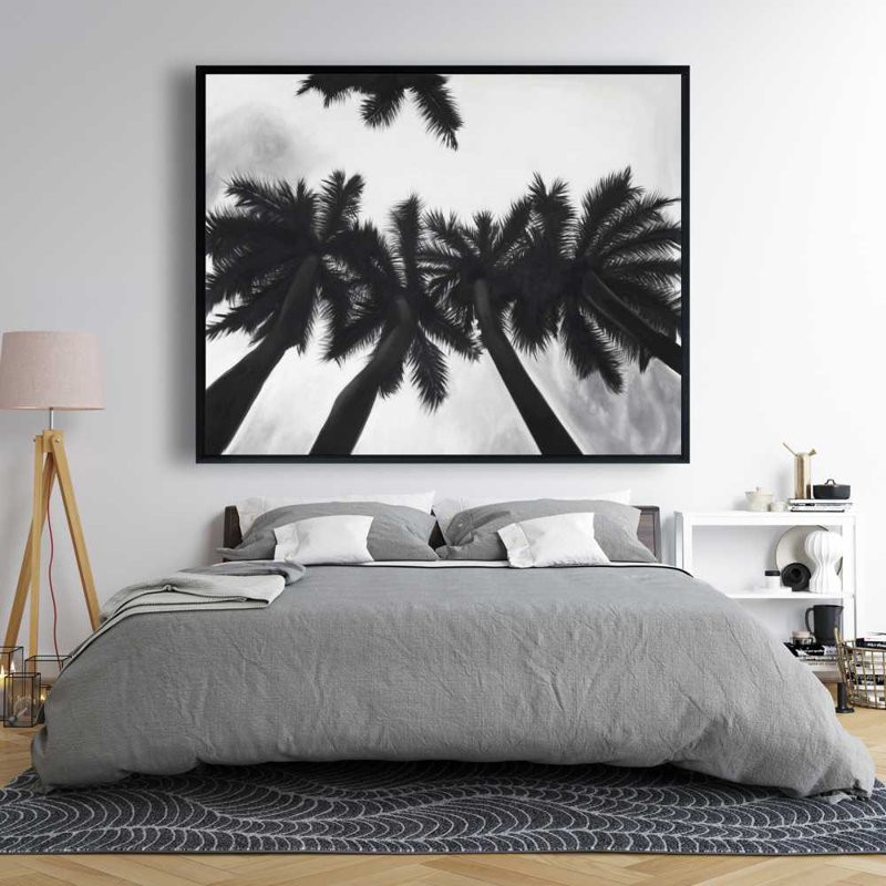 Monochrome Palm Trees | Framed Canvas Living Room Decor