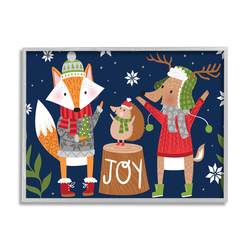 «Snowy Winter Woodland», adorable renard, hérisson, Estampe numérique Farmhouse, H 24 po x l 30 po x P 1,5 po
