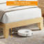 Base de lit simple en bois de rotin avec lumière DEL et tête de lit naturelle, support de lattes en bois robuste, aucun sommier requis-1852326627