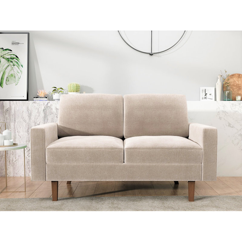 Noreen 57.9'' Velvet Loveseat, Ivory Velvet