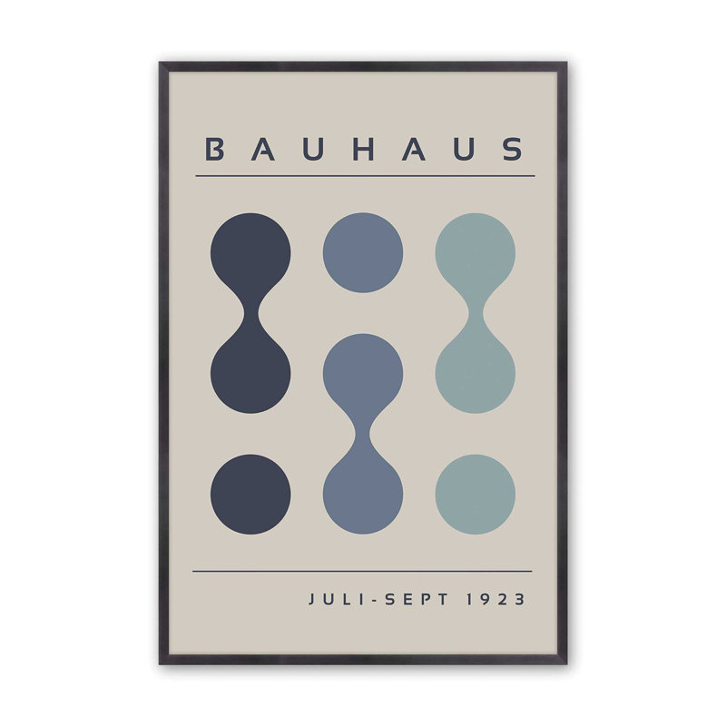Imprimé Midhaus Bauhaus, Reproduction encadrée sans passe-partout, Zinc patiné, H 15,25 po x l 12,25 po x P 1,25 po