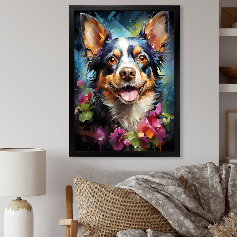 Chihuahua charisme sur toile, Cadre simple noir, H 44 po x l 34 po x P 1,5 po