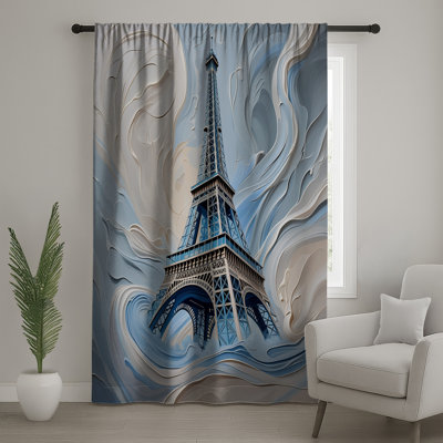 Eiffel Tower Window Curtains Architecture Sheer  Blockout Curtains  1 Panel